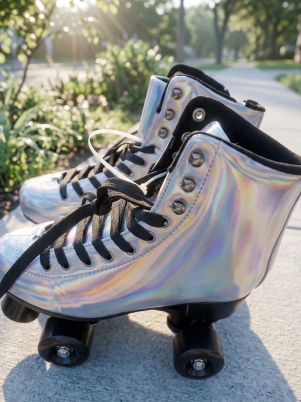 Cosmic Skates Archie-297 Holographic Silver Roller Skates - Women’s Size 6